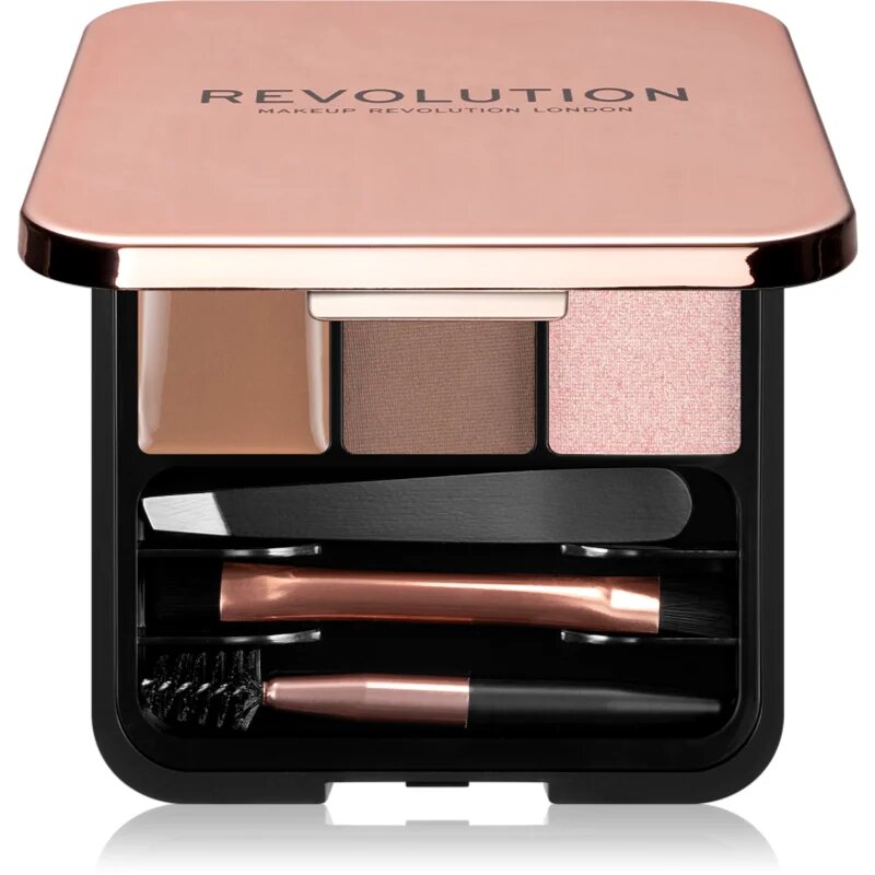 Revolution Brow Sculpt Kit szett a tökéletes szemöldökért árnyalat Brown 2.2 g