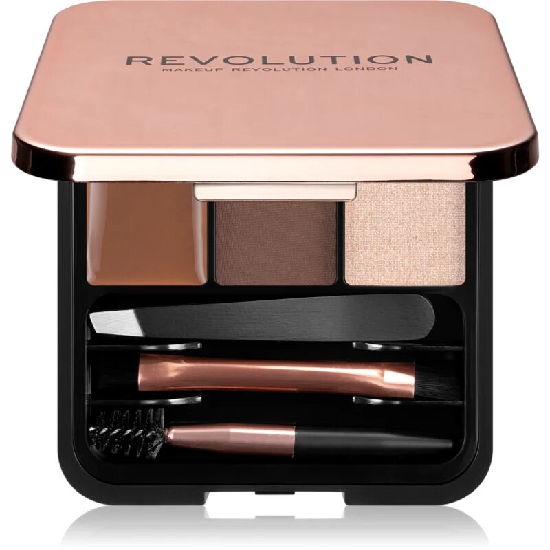 Revolution Brow Sculpt Kit szett a tökéletes szemöldökért árnyalat Medium 2.2 g