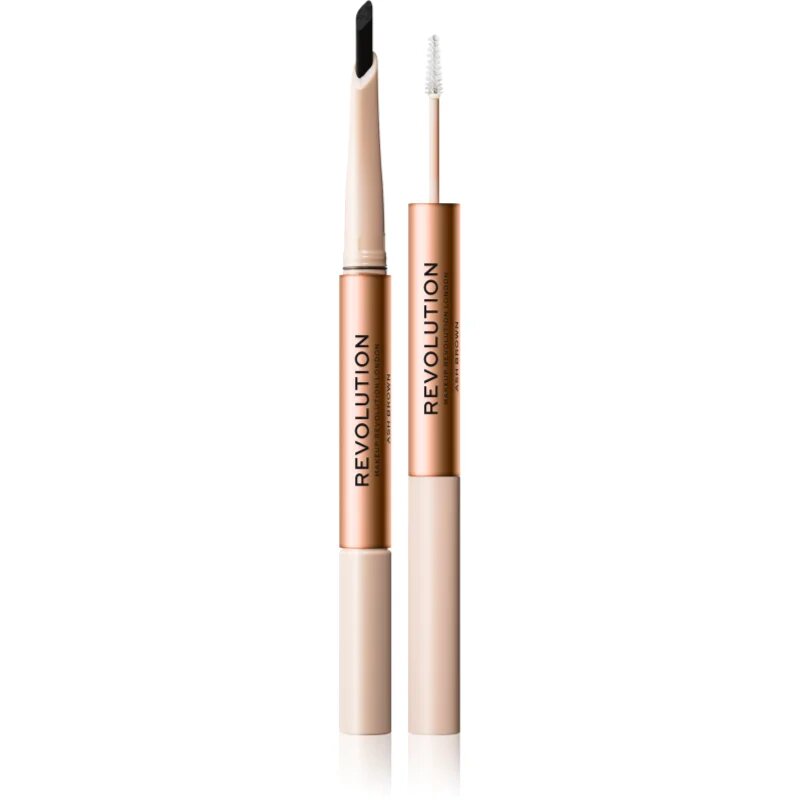 Revolution Fluffy Brow Filter Duo Kétoldalú szemöldök ceruza a formáért és a fixálásért árnyalat Ash Brown 0.12 g
