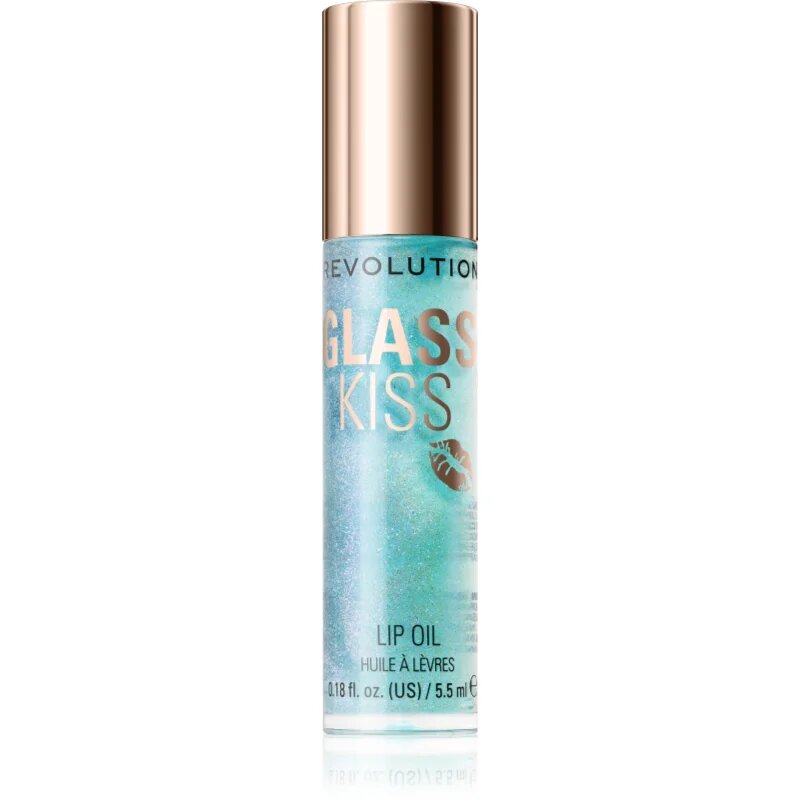 Revolution Glass Kiss csillogó olaj az ajkakra árnyalat Mermaid Blue 5.5 ml