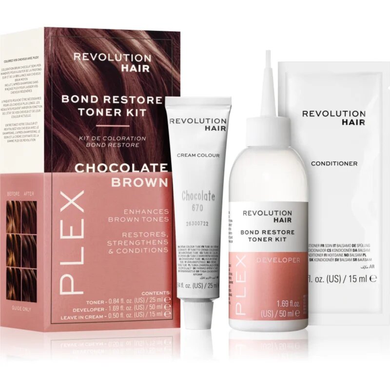 Revolution Haircare Plex Bond Restore Kit szett a hajszín élénkítéséért árnyalat Chocolate Brown 1 db