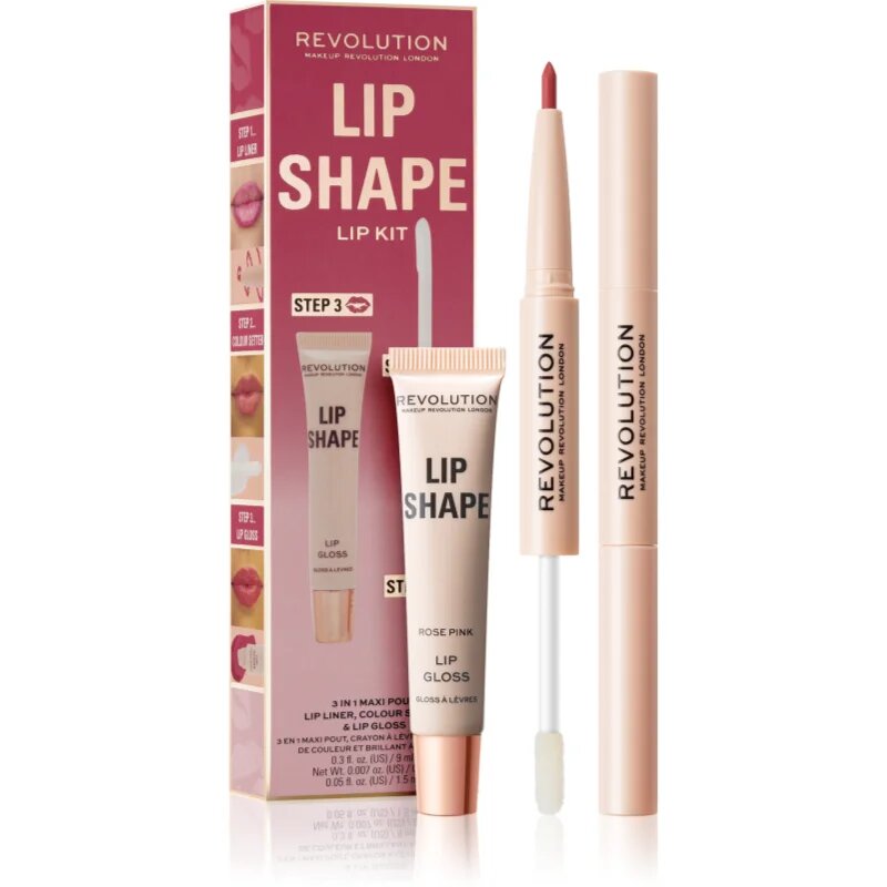 Revolution Lip Shape Kit ajakápoló készlet árnyalat Rose Pink 1 db