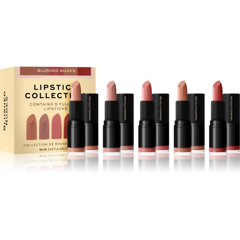 Revolution PRO Lipstick Collection selyem rúzs ajándékszett árnyalat Blushed Nudes 5x32 g