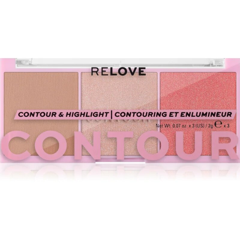 Revolution Relove Colour Play Contour Trio Palette Púderes highlight és kontúr paletta árnyalat Sugar 6 g