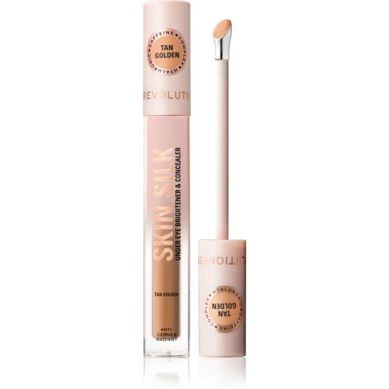 Revolution Skin Silk Under Eye Brightener & Concealer élénkítő korrektor árnyalat Tan Golden 4 ml