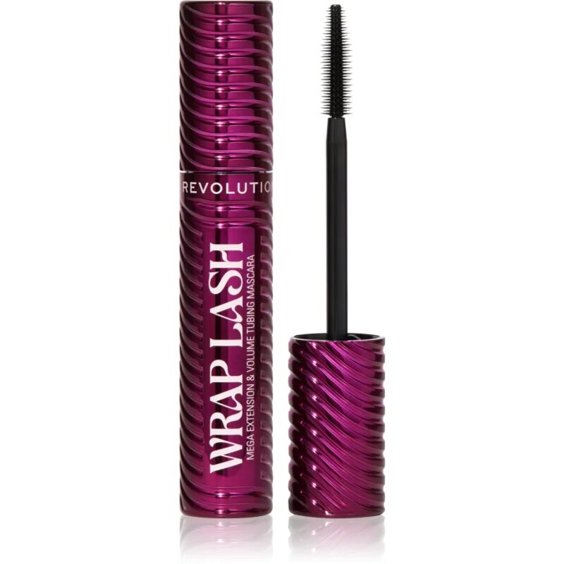 Revolution Wrap Lash Tubing hosszabbító göndörítő és dúsító szempillaspirál árnyalat Burgundy 8.5 ml