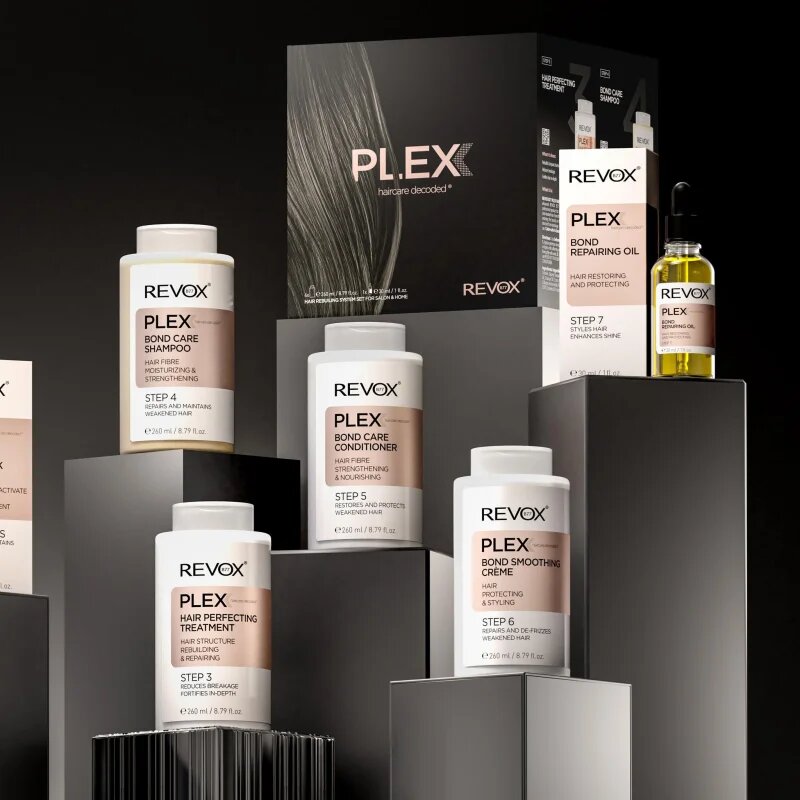 Revox B77 PLEX Hair Rebuilding System Professional Set szett a festett és károsult hajra professzionális használatra 3x260 ml
