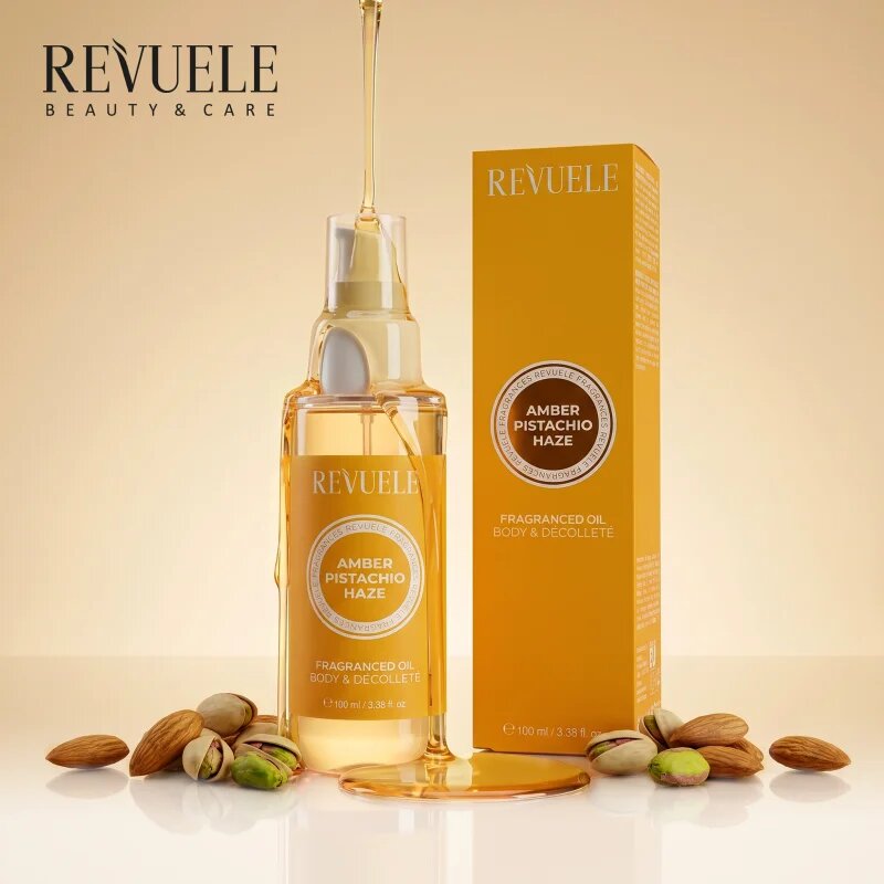 Revuele Amber Pistachio Haze Fragranced Oil illatos olaj testre 100 ml