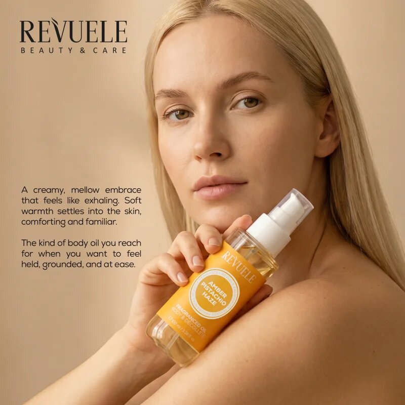 Revuele Amber Pistachio Haze Fragranced Oil illatos olaj testre 100 ml