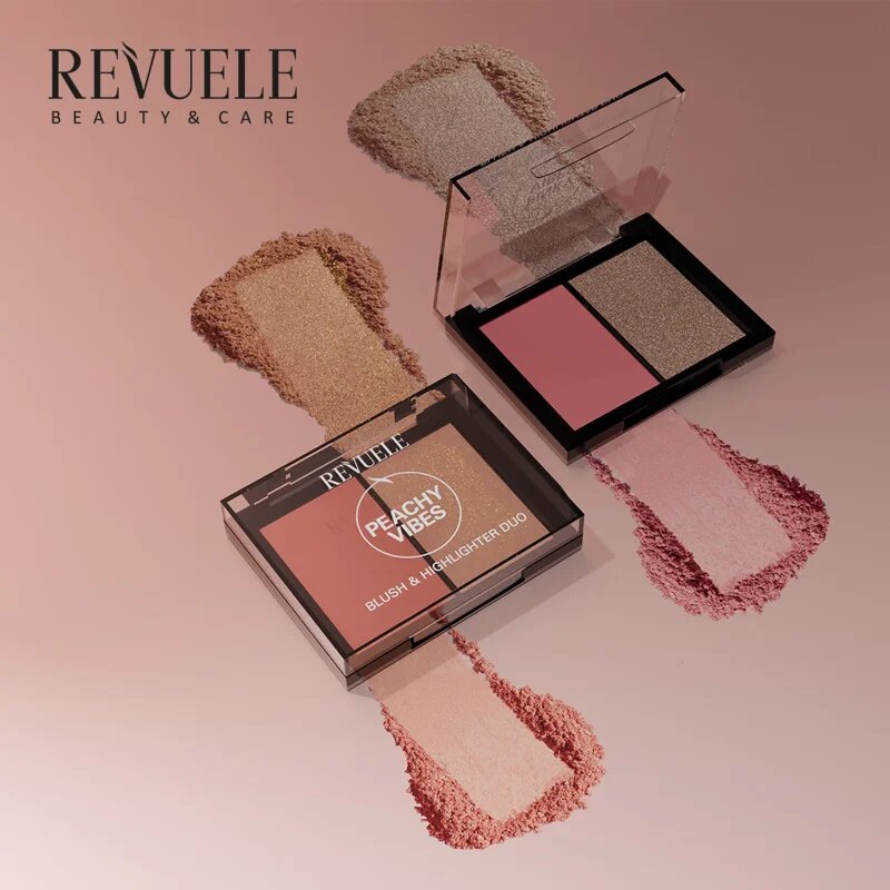 Revuele Blush & Highlighter Duo élénkítő arcpirosító árnyalat Peachy Vibes 8 g