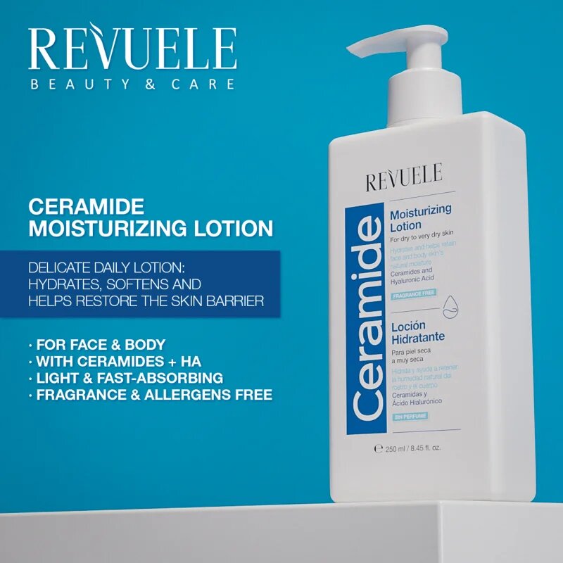 Revuele Ceramide Moisturizing Lotion hidratáló tej arcra és testre Száraz nagyon száraz bőrre 250 ml