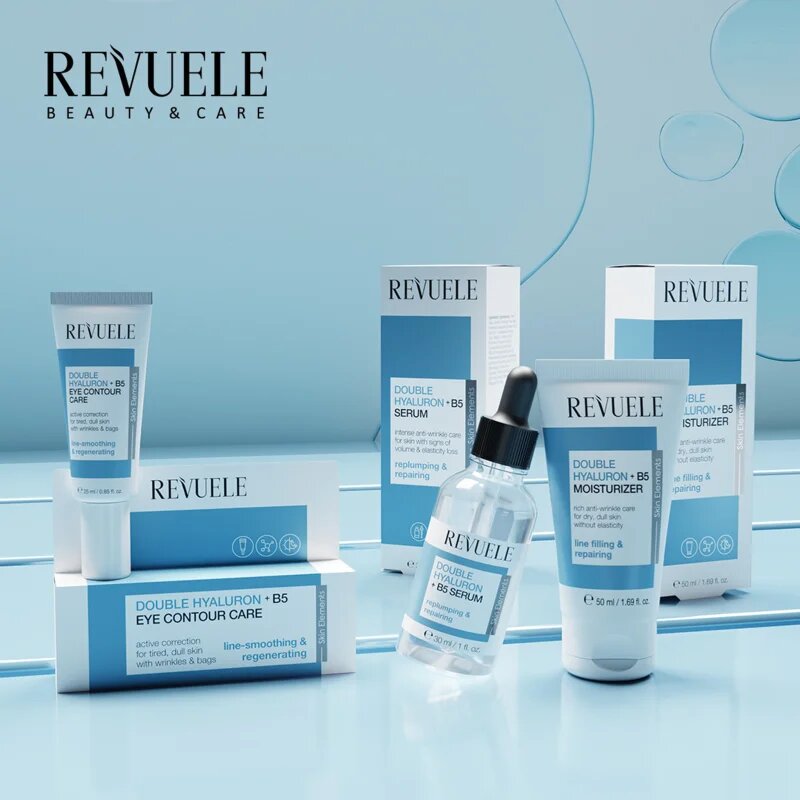 Revuele Double Hyaluron + B5 Moisturizer hidratáló és bőrlágyító krém a ráncok ellen 50 ml