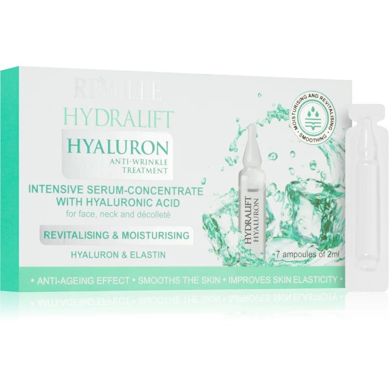 Revuele Hydralift Hyaluron Ampoules Intensive Serum Concentrate intenzív hidratáló szérum arcra nyakra és dekoltázsra 7x2 ml