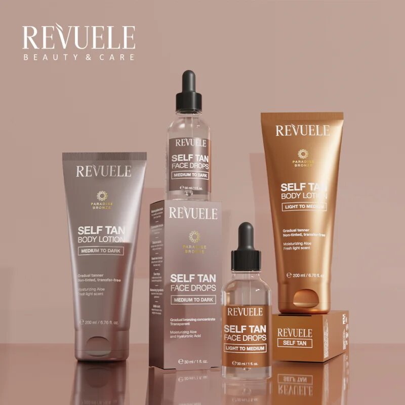 Revuele Paradise Bronze Self Tan Body Lotion önbarnító tej a fokozatos barnulásért árnyalat Light To Medium 200 ml
