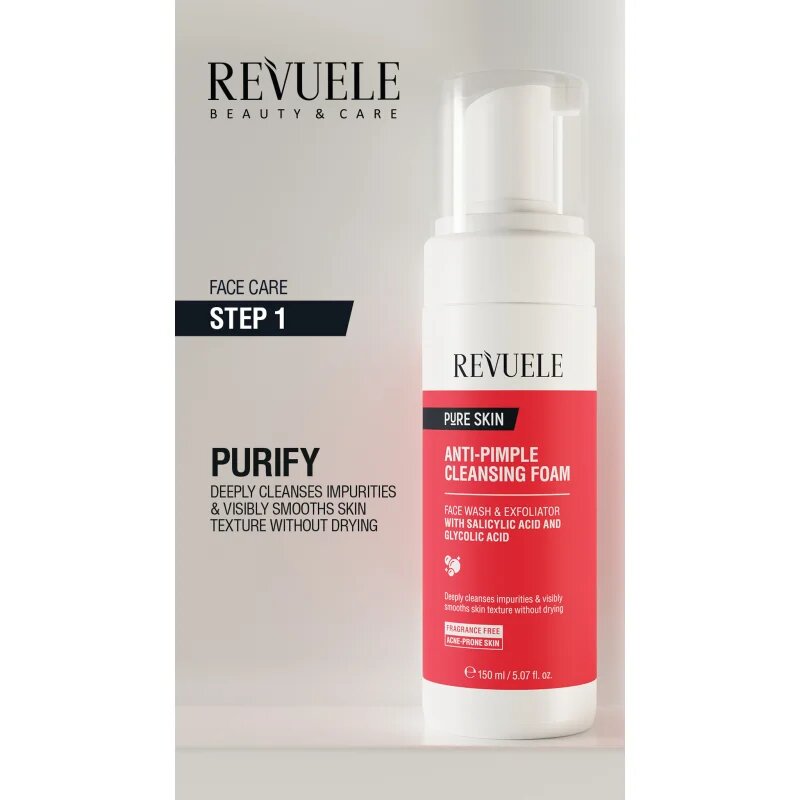 Revuele Pure Skin Anti-Pimple tisztító hab problémás és pattanásos bőrre 150 ml