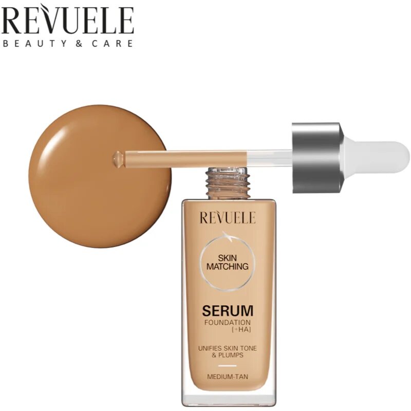 Revuele Serum Foundation [+HA] hidratáló alapozó egységesíti a bőrszín tónusait árnyalat Medium-Tan 30 ml