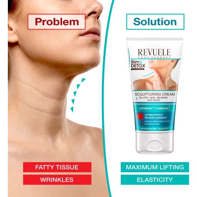 Revuele Slim & Detox With Caffeine modellező krém nyakra és a dekoltázsra 150 ml