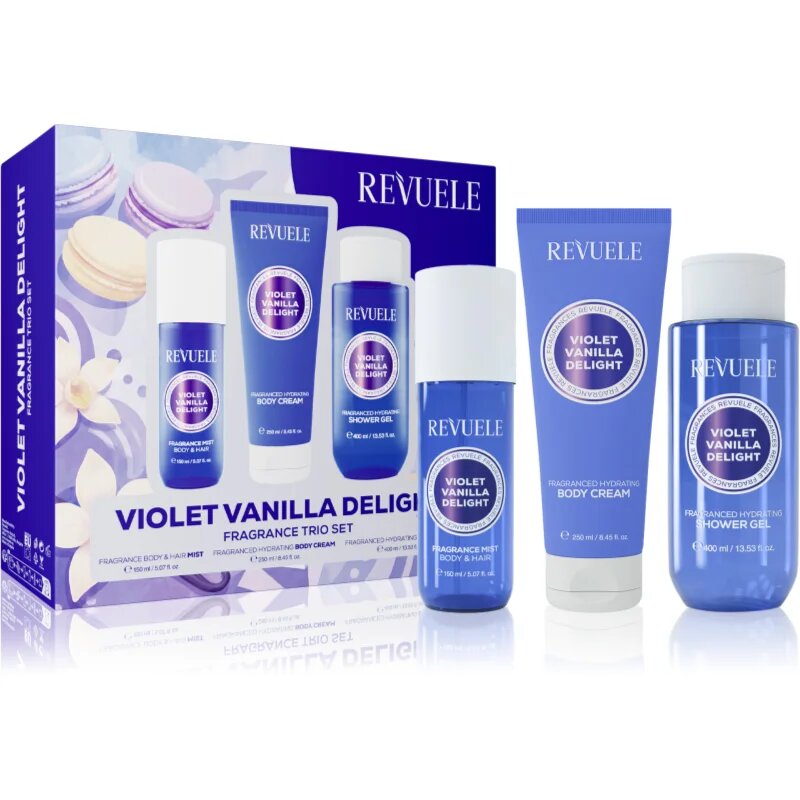 Revuele Violet Vanilla Delight Fragrance Trio Set ajándékszett testre hölgyeknek