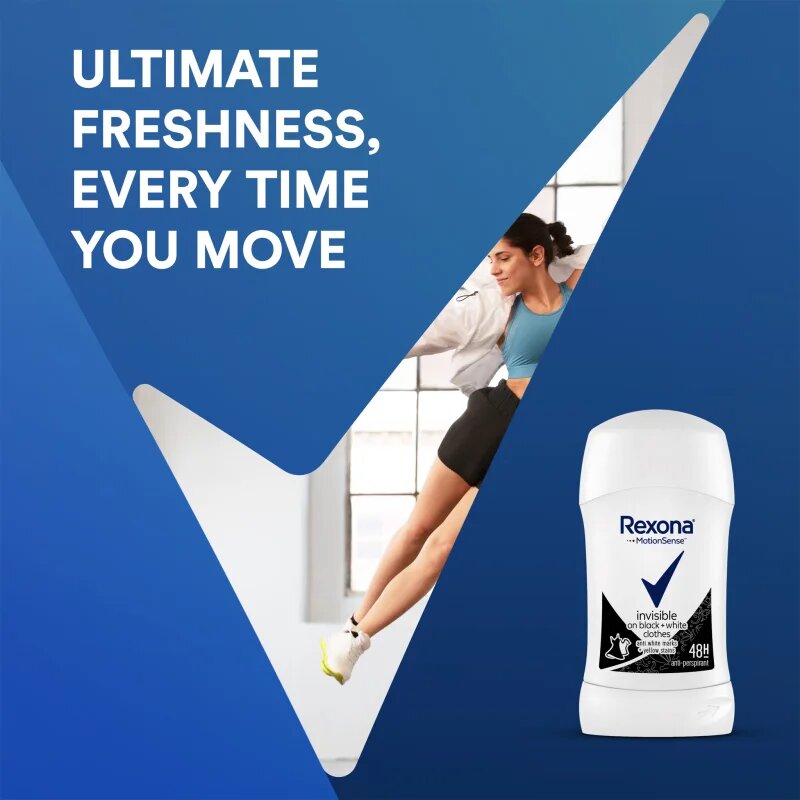 Rexona Invisible Black and White izzadásgátló stift a fehér és sárga foltok ellen 50 ml