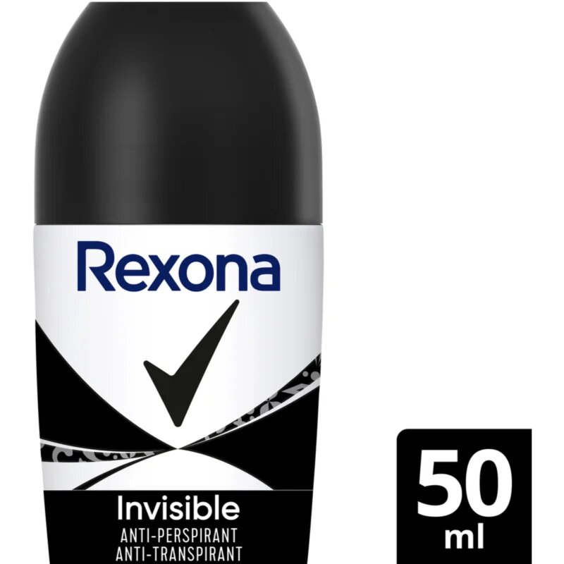 Rexona Invisible Black and White Roll-On golyós dezodor roll-on a fehér és sárga foltok ellen 50 ml