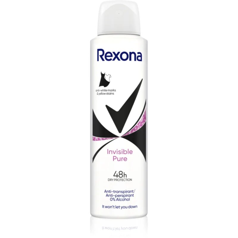 Rexona Invisible Pure izzadásgátló spray a fehér és sárga foltok ellen 150 ml