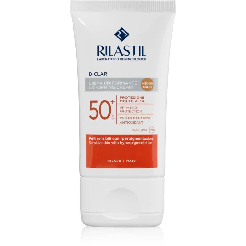 Rilastil D-Clar védő és tonizáló krém a pigmentfoltok ellen SPF 50+ árnyalat Medium 40 ml