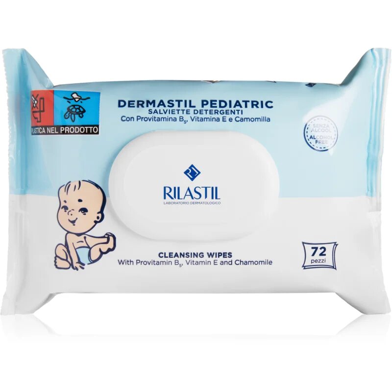 Rilastil Dermastil Pediatric tisztító gyengéd törlőkendő gyermekeknek 72 db