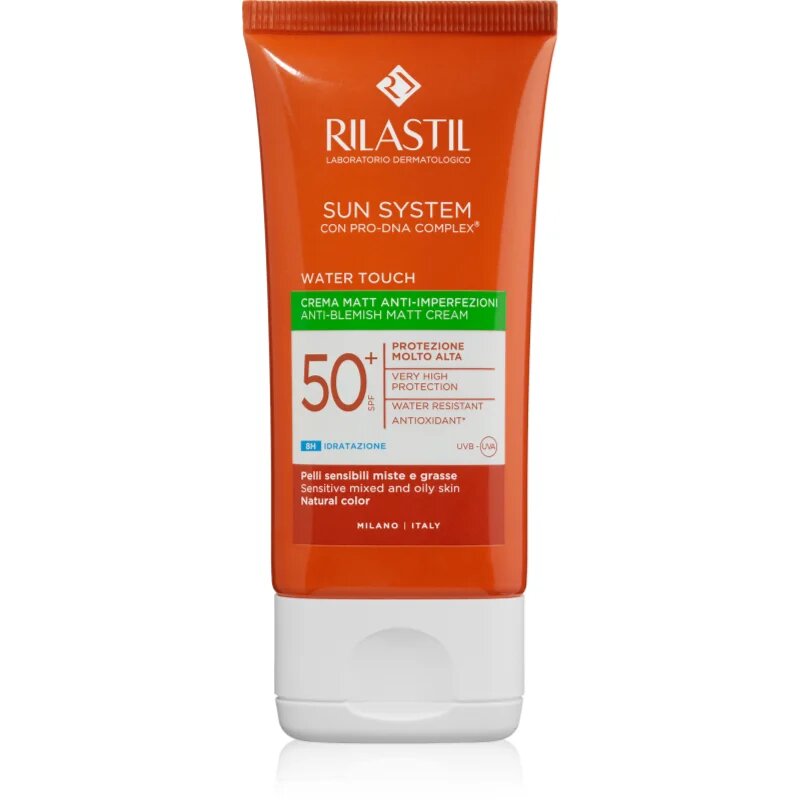 Rilastil Sun System Water Touch védő mattító krém a zsíros és tökéletlen arcbőrre SPF 50+ 50 ml
