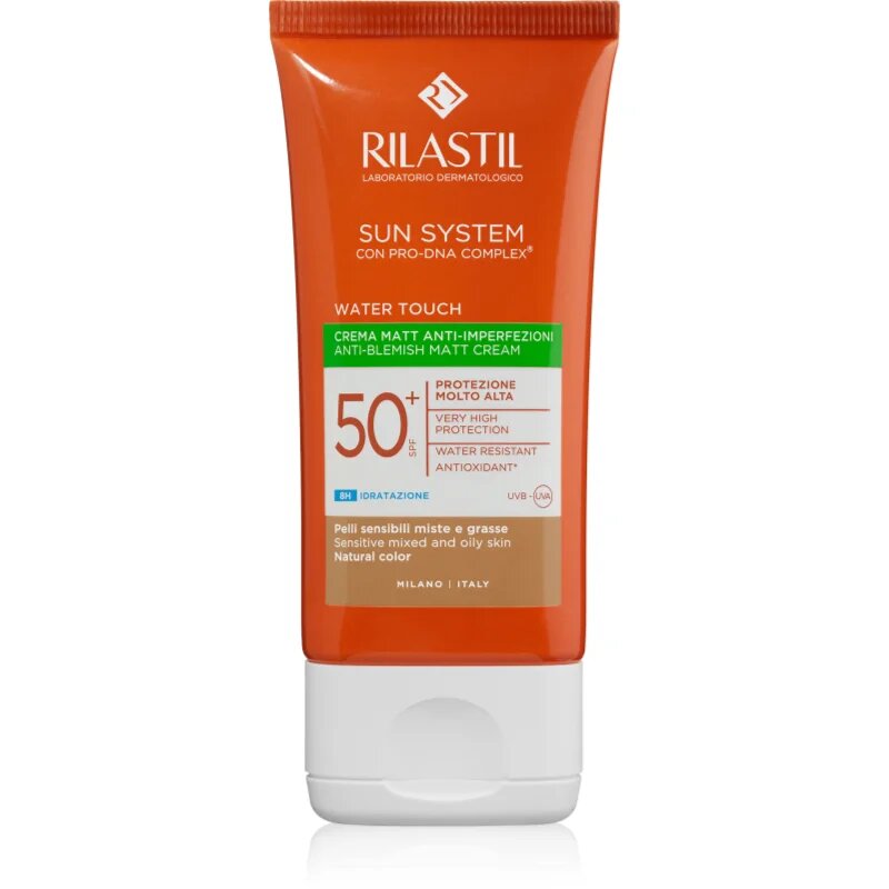 Rilastil Sun System Water Touch védő tonizáló krém arcra kombinált és zsíros bőrre SPF 50+ 50 ml
