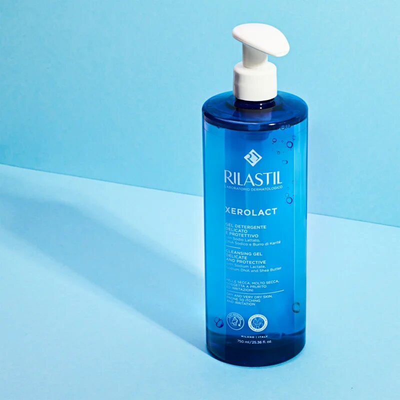 Rilastil Xerolact Cleansing Gel lágy tisztító gél Száraz nagyon száraz bőrre 1000 ml