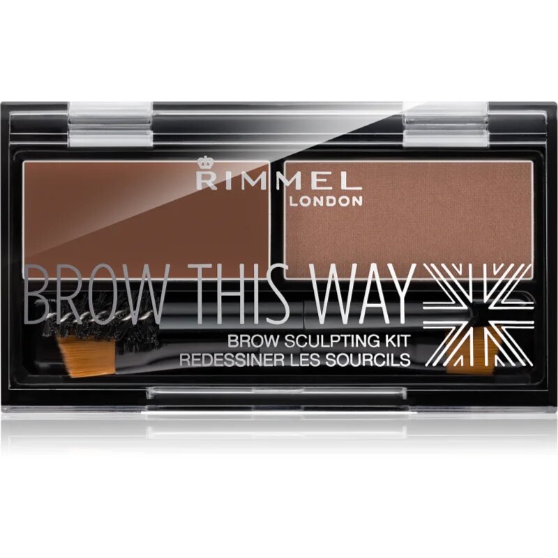 Rimmel Brow This Way paletta a szemöldök sminkeléséhez árnyalat 002 Medium Brown 13 g