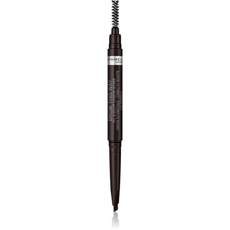 Rimmel Brow This Way szemöldök ceruza 2in1 kefével árnyalat 004 Soft Black 025 g
