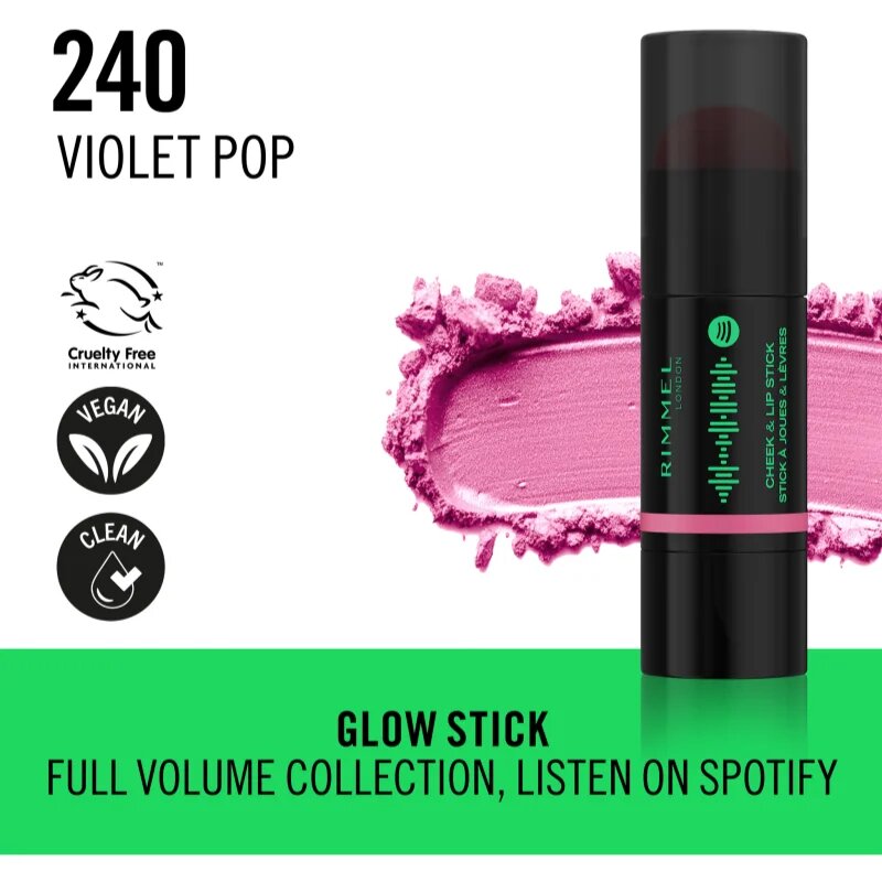 Rimmel Full Volume Cheek & Lip Stick pirosító stick árnyalat 240 Violet Pop 6 g