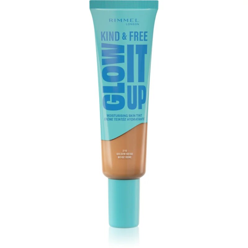 Rimmel Kind & Free Glow It Up könnyű hidratáló alapozó árnyalat 210 Golden Beige 30 ml