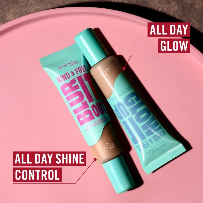 Rimmel Kind & Free Glow It Up könnyű hidratáló alapozó árnyalat 210 Golden Beige 30 ml
