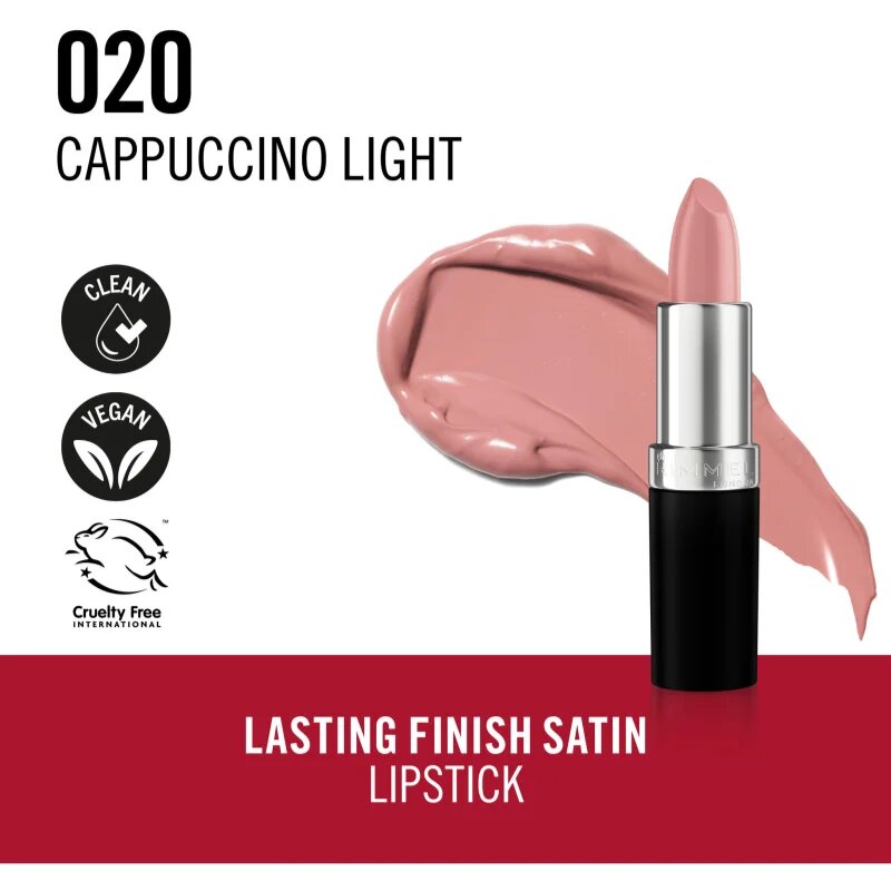 Rimmel Lasting Finish hosszan tartó rúzs árnyalat 020 Cappuccino Light 4 g