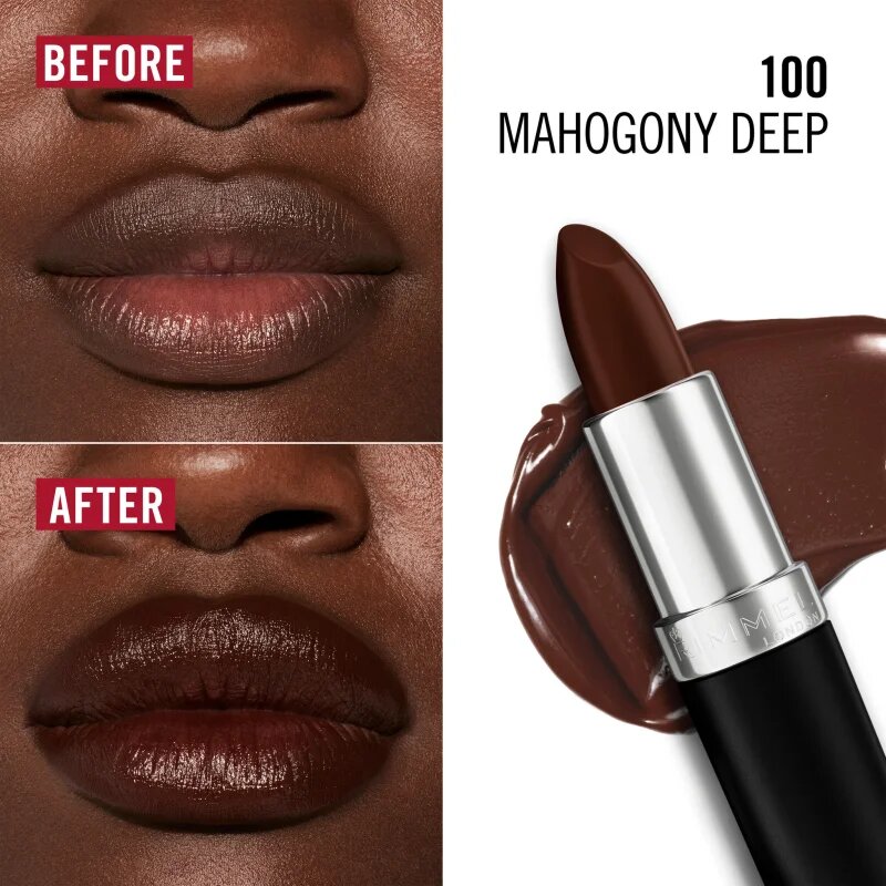 Rimmel Lasting Finish hosszan tartó rúzs árnyalat 100 Mahagony Deep 4 g