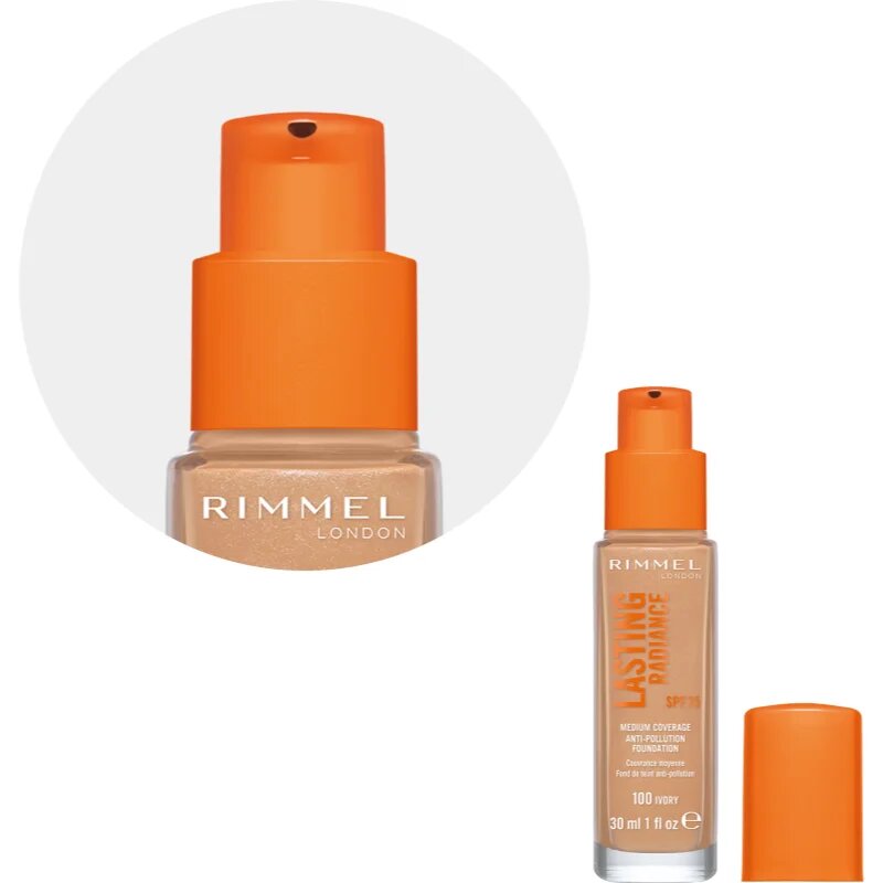 Rimmel Lasting Radiance élénkítő make-up SPF 25 árnyalat 100 Ivory 30 ml