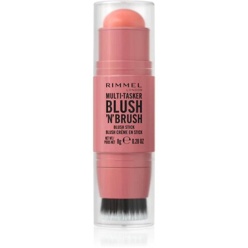 Rimmel Multi-Tasker Blush'N'brush pirosító stick ecsettel árnyalat 100 Cotton Candy 8 g