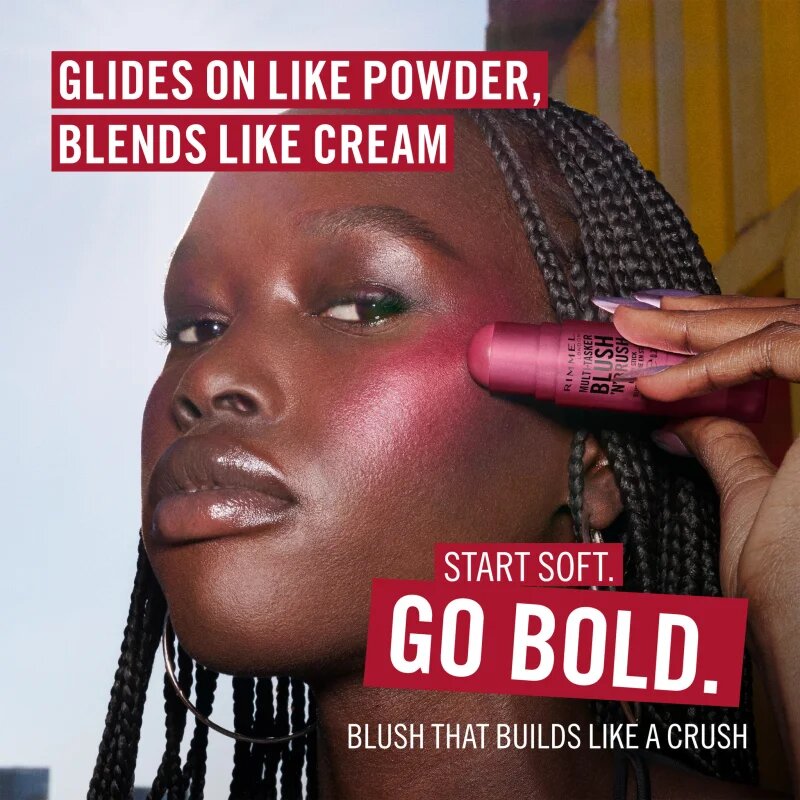 Rimmel Multi-Tasker Blush'N'brush pirosító stick ecsettel árnyalat 100 Cotton Candy 8 g