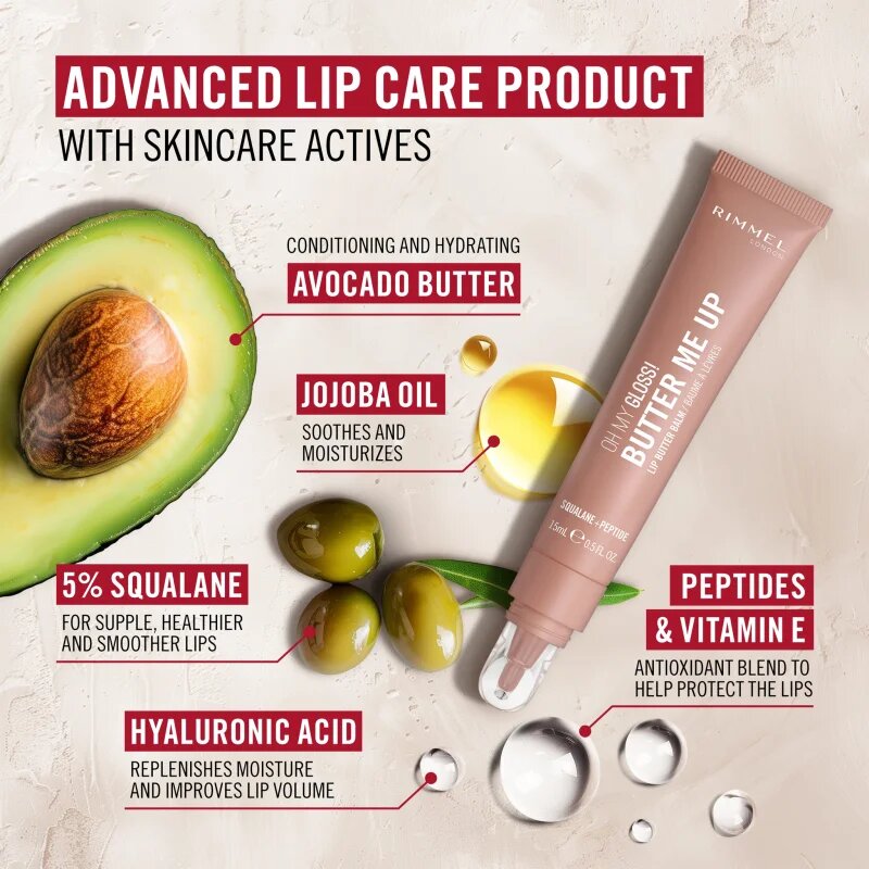 Rimmel Oh My Gloss! Butter Me Up hidratáló ajakbalzsam árnyalat 002 Bubble Gum 15 ml