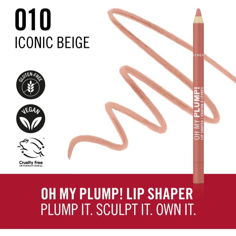 Rimmel Oh My Plump! szájkontúrceruza árnyalat 010 Iconic Beige 1.2 g
