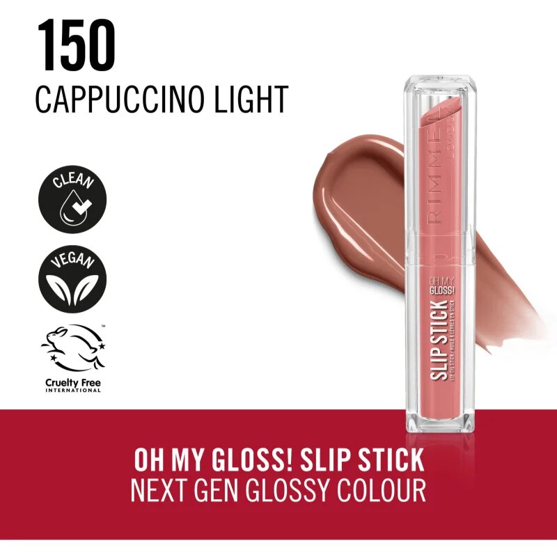 Rimmel Stay Glossy fényes ajakrúzs az ajkakra árnyalat CAPPUCCINO LIGHT 3.4 g