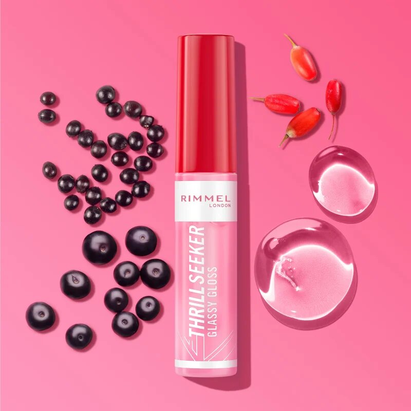 Rimmel Thrill Seeker Glassy Gloss dúsító ajakfény árnyalat 600 Berry Glace 10 ml