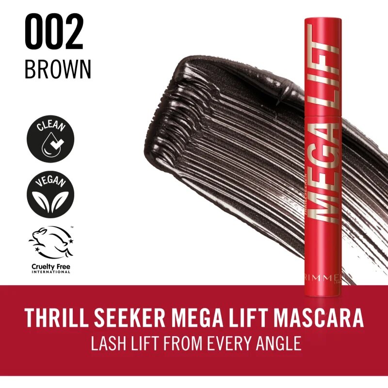 Rimmel Thrill Seeker Mega Lift szempillaspirál dús hatásért árnyalat 002 Black Brown 10 ml