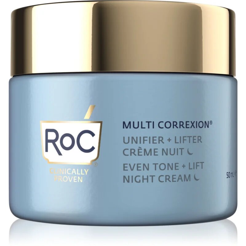 RoC Multi Correxion Even Tone + Lift élénkítő éjszakai krém egységesíti a bőrszín tónusait 50 ml