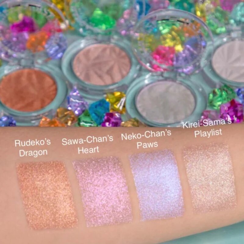 Rude Cosmetics Manga Collection Twinkle Twinkle Highlighter kompakt púderes élénkítő arcra árnyalat Sawa-Chan's Heart 4 g