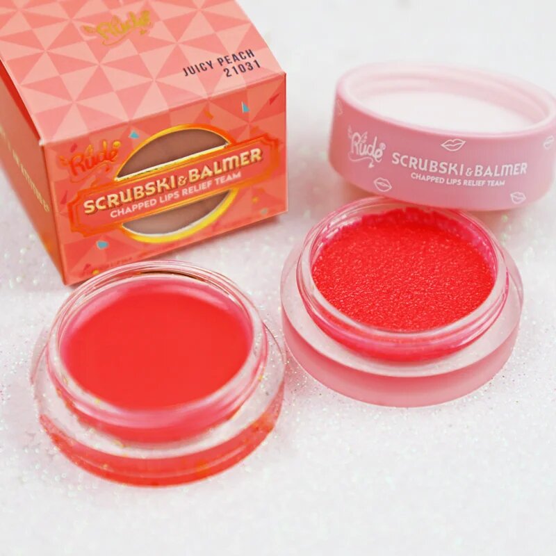 Rude Cosmetics Scrubski & Balmer ajakbalzsam és peeling árnyalat Juicy Peach 7.5 g