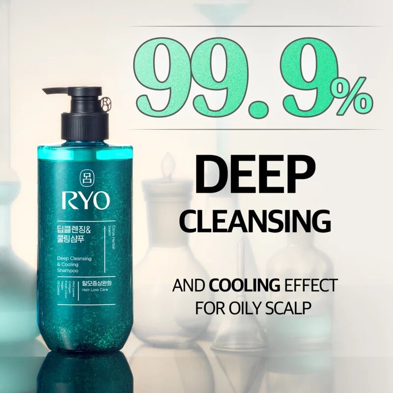 RYO Deep Cleansing & Cooling Shampoo mélyen tisztító sampon hűsítő hatással 480 ml