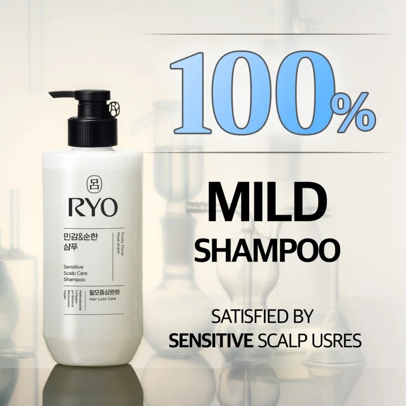 RYO Sensitive Scalp Care Shampoo nyugtató sampon érzékeny fejbőrre 480 ml